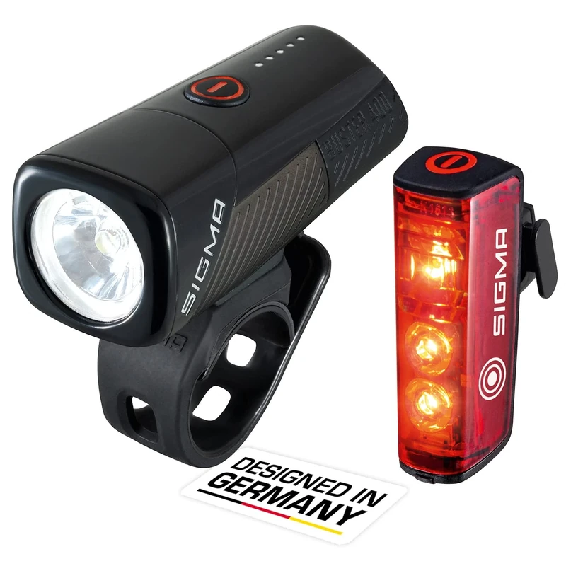SIGMA SPORT Bike Lights Front and Back BUSTER 400 FL & BLAZE FLASH - USB C Rechargeable Bicycle Lights with Versatile Modes | IPX4 Waterproof Bike Light with 400 Lumens & 120 Meters Beam Range