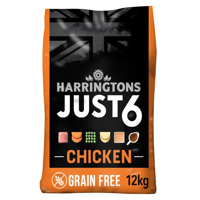 Harringtons Just 6 Complete Grain Free Dry Adult Dog Food Chicken 12kg - With Added Fresh Baked Bites