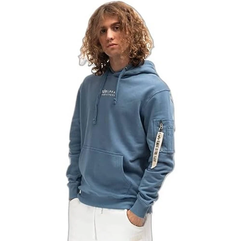 Alpha Industries Organics EMB Mens Hooded Sweat Organic Petrol