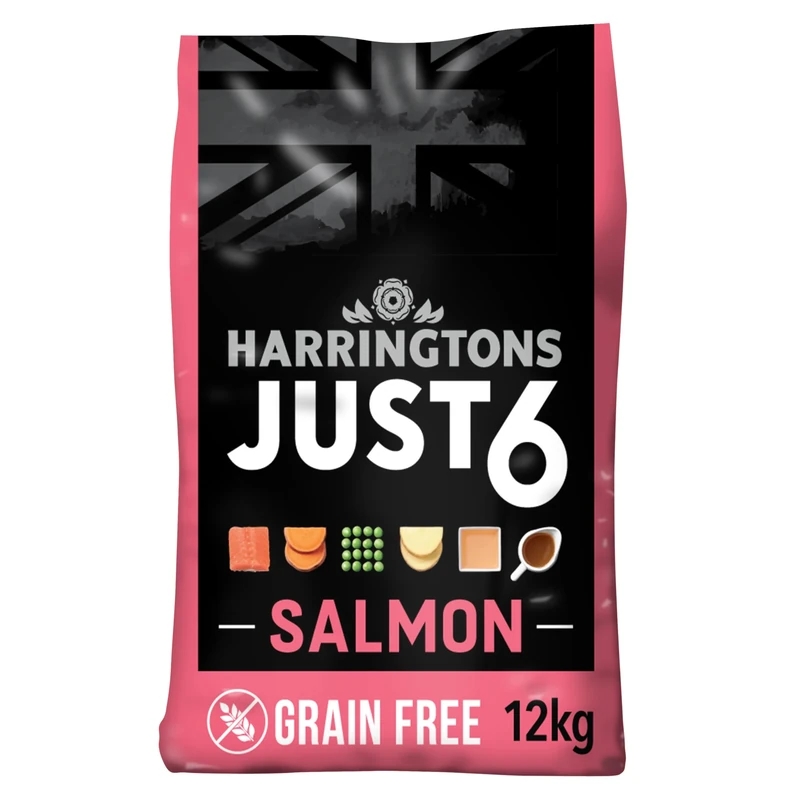 Harringtons Just 6 Complete Grain Free Dry Adult Dog Food Salmon 12kg - With Added Fresh Baked Bites