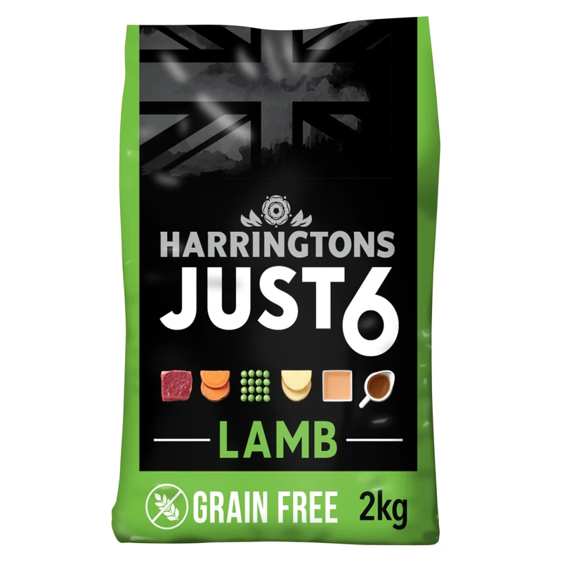 Harringtons Just 6 Complete Grain Free Dry Adult Dog Food Lamb 2kg (Pack of 4) - With Added Fresh Baked Bites