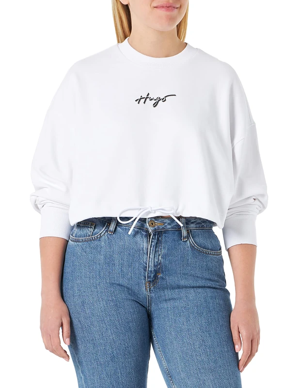 HUGO Women's Delive Sweatshirt, White100, XL, White100, XL - Image 1