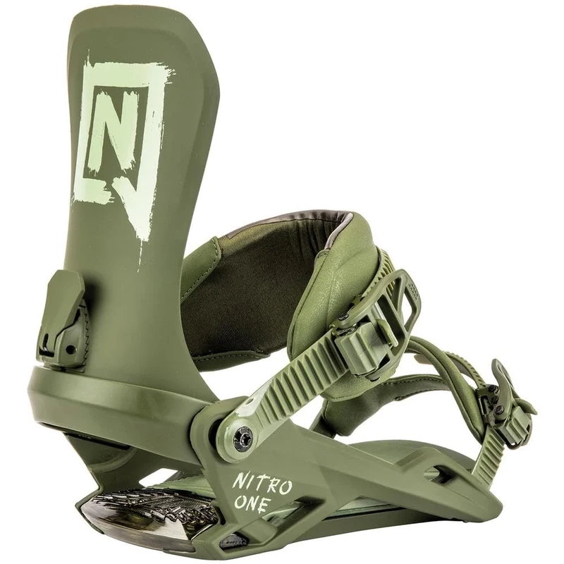 Nitro Men's One '23 Snowboard All Terrain Binding Snowboard Binding, Olive, M