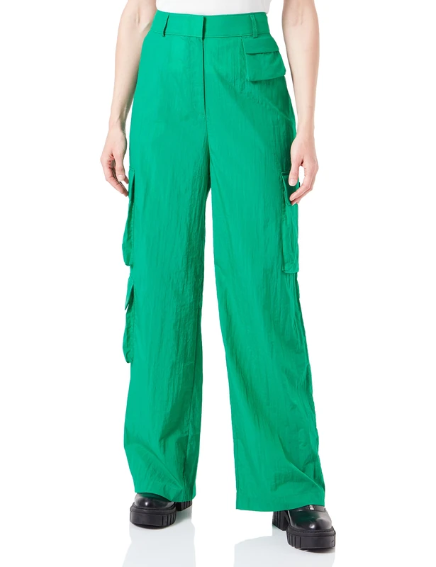 HUGO Women's Hafren-1 Trousers_Flat, Medium Green311, 10
