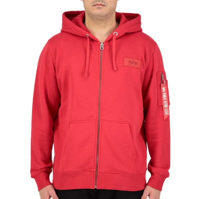 ALPHA INDUSTRIES Men's Back Print Zip Hoody HOODY, 665-mars red,