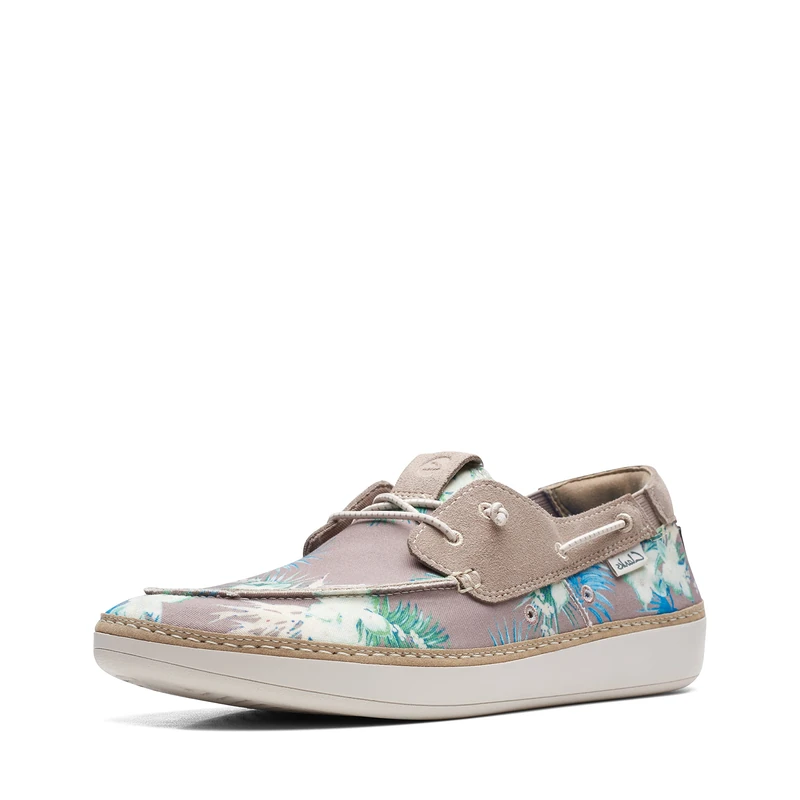 Clarks Men's Higley Tie Sneaker, Sand Floral Textile, 8.5 UK