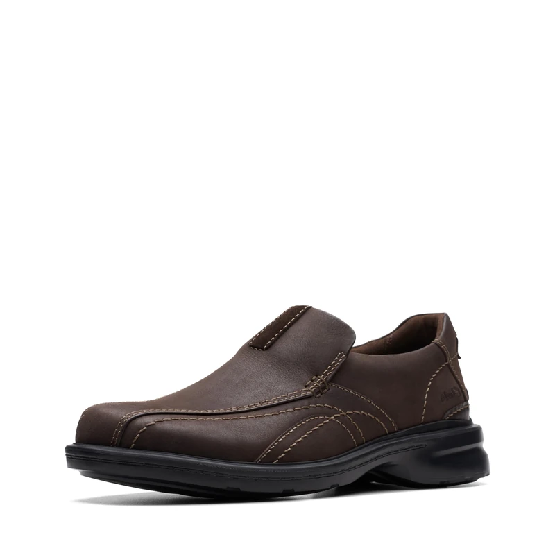 Clarks Mens Gessler Step Loafer, Dark Brown Leather, 10.5