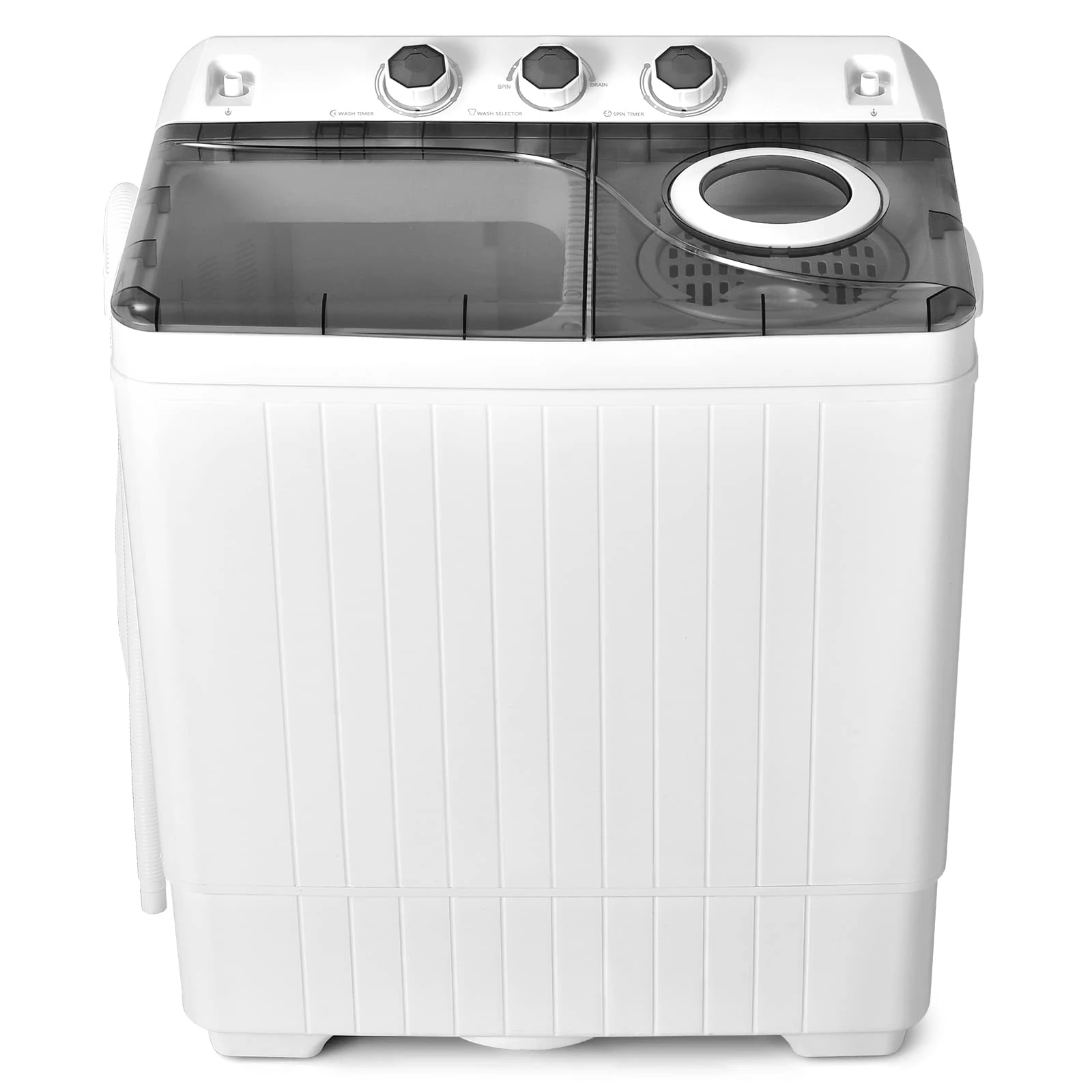 TANGZON Twin Tub Washing Machine, 8.5/6/4.5KG Portable Washer and Spin Dryer Combo with Timer Control, Compact Washers for Camping Dorms Apartments RVs (Black, 6.5KG Washing 2KG Drying)