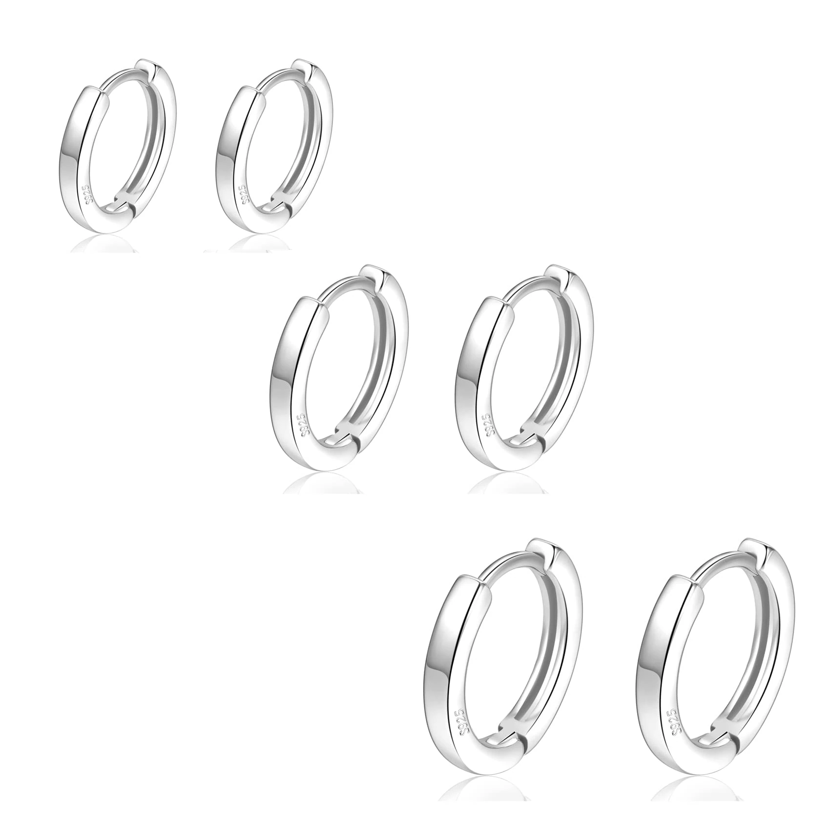 3 Pairs Sterling Silver Hoop Earrings for Women S925 Huggie Hoop Earrings With Cubic Zirconia Small Cartilage Sleepers Huggie Hinged Earrings Set for Girls Men