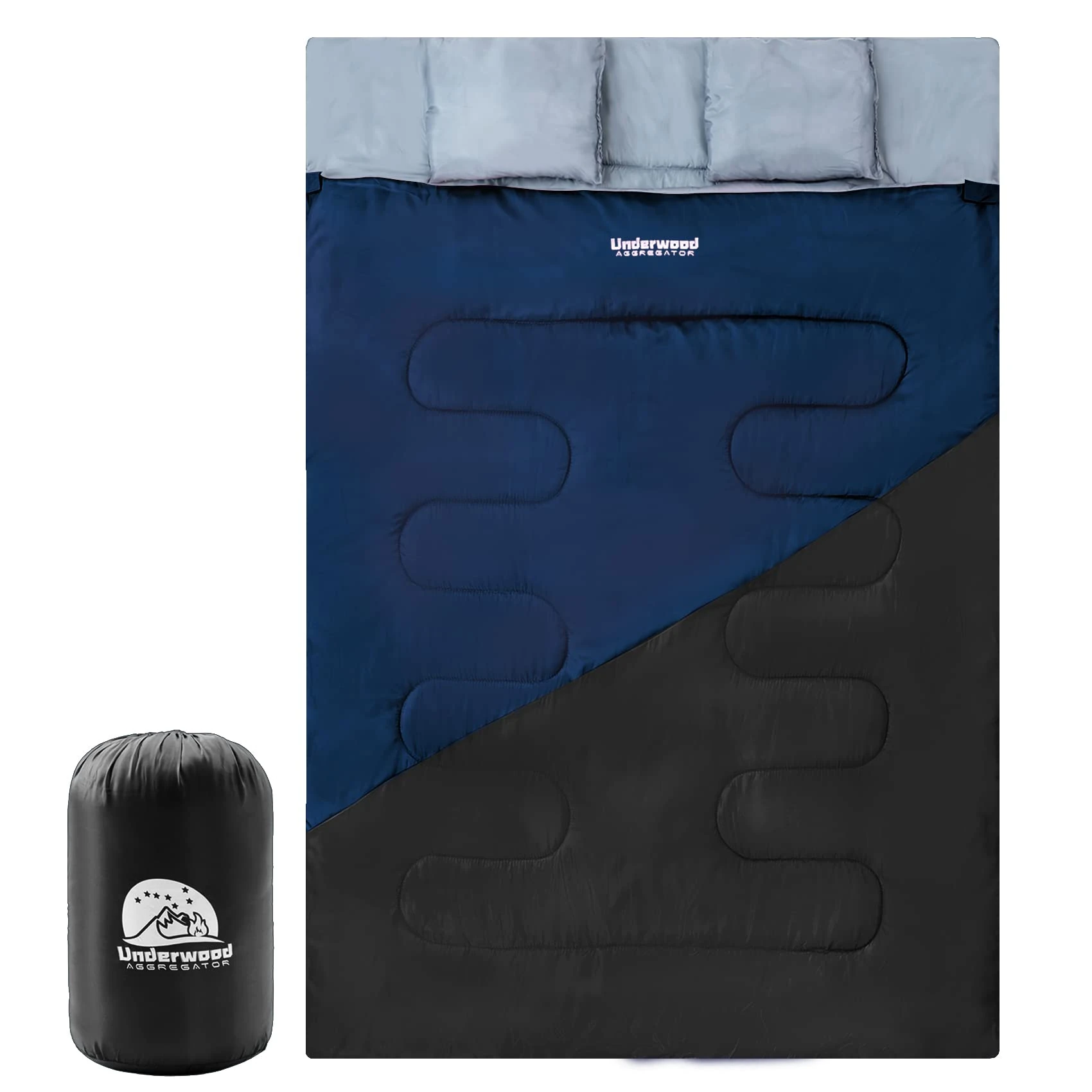 Double Sleeping Bag for Adults and Kids - Lightweight SleepingBag with 2 Pillows, 2 Man Large Sleeping bag for Camping, Waterproof 3 Season Sleeping Bag for Outdoor, Hiking by Underwood-Aggregator