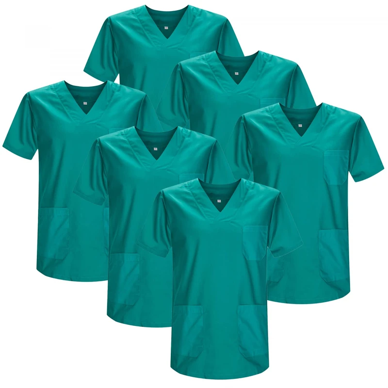 MISEMIYA - Pack of 6 Units - Scrub Top Unisex Scrubs - Medical Uniform V-Neck Tunic Scrub Top - X-Large, Green 21