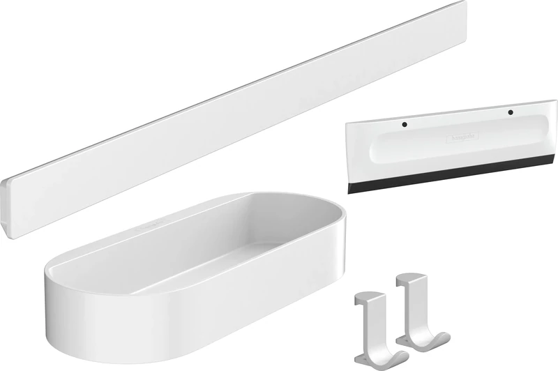 Hansgrohe WallStoris Shower Bundle, Bathroom Storage, Accessories Set, no Drilling, Matt White, 27967700