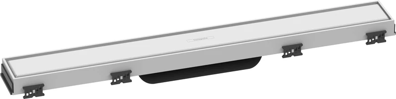 hansgrohe 56036700 RainDrain Match 600 Shower Drain Set with Height-Adjustable Frame Matt White Complete Channel, 60 cm