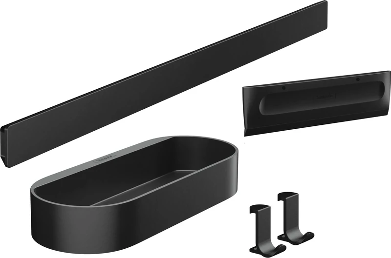 Hansgrohe WallStoris Shower Bundle, Bathroom Storage, Accessories Set, no Drilling, Matt Black, 27967670