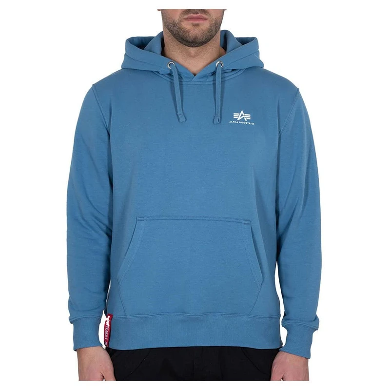 Alpha Industries Basic Hoody Small Logo Hooded Sweat for Men Airforce Blue