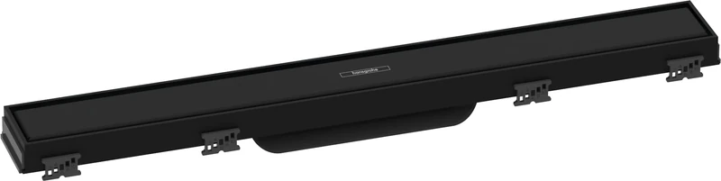 hansgrohe 56036670 RainDrain Match Complete Set Shower Drain 600 with Height-Adjustable Frame Matte Black Channel, 60 cm