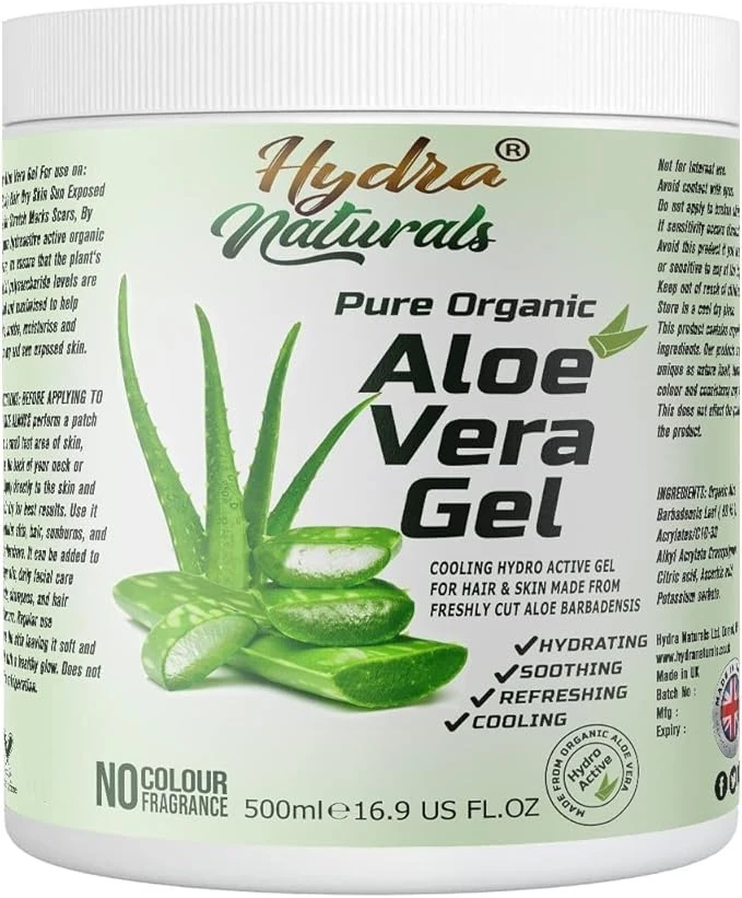 Hydra Naturals Pure Organic Aloe Vera Gel 500ml - Cooling Skin Relief