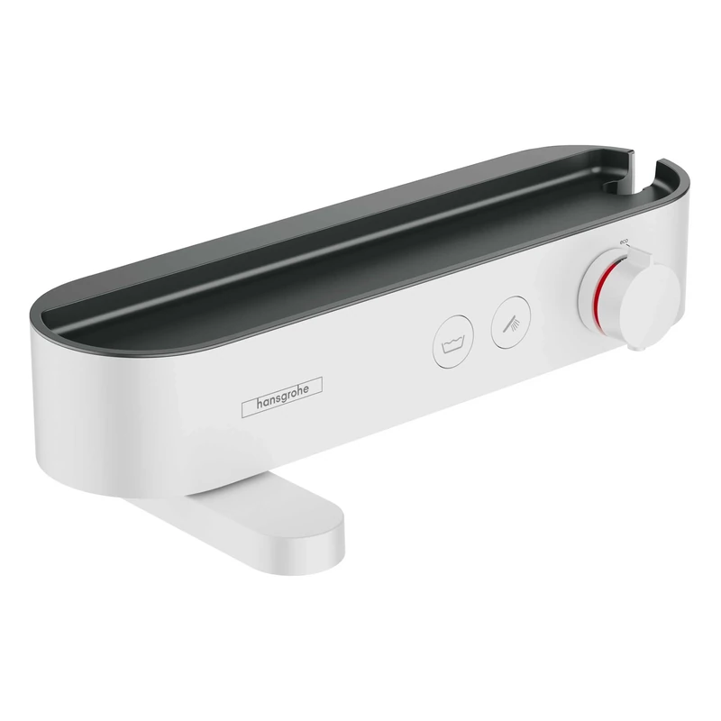 hansgrohe ShowerTablet Select - bath thermostat exposed, bath tap with safety stop at 40 °C, thermostat for bath tubs, bath mixer tap for 2 functions, matt white, 24340700
