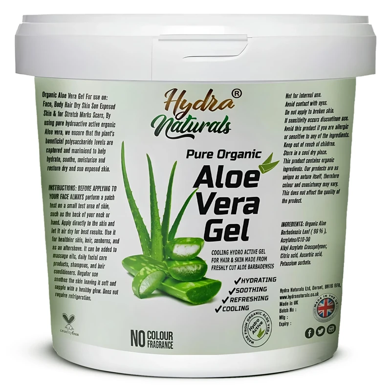 Hydra Naturals Aloe Vera Gel 1000ml Large XXL Size for Hair, Skin, Face, Sunburn, Dry Skin, Scars, Skin Burn, Stretch Marks Multipurpose Made From Freshly Cut Aloe Vera All-Over Head to Toe Gel
