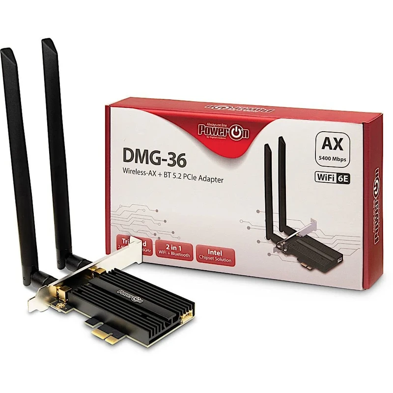 Inter-Tech DMG-36 Internal WLAN/Bluetooth 5400 Mbit/s, Black