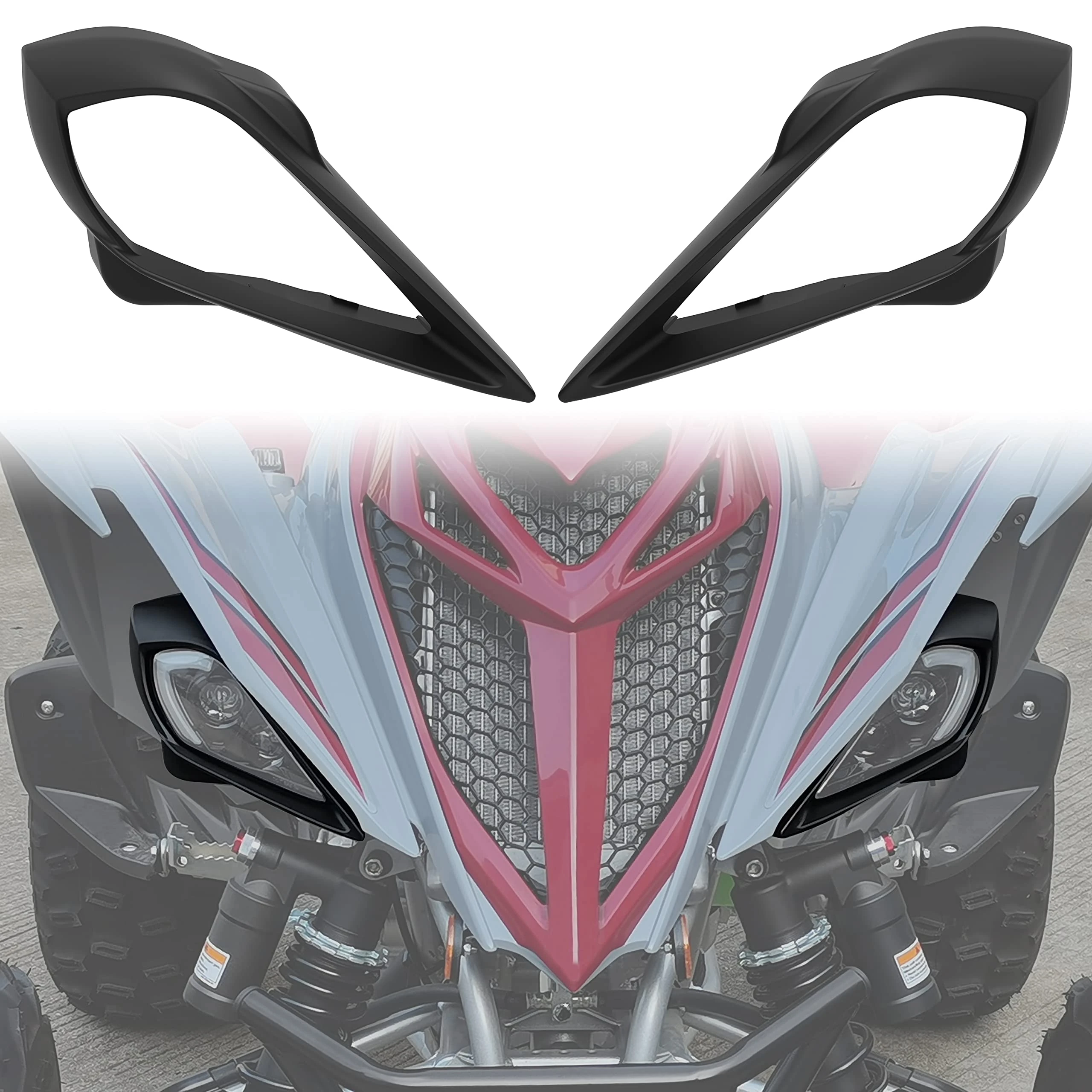 SAUTVS Left & Right Headlight Covers for Raptor 700, Head Lamps Head Light Cover Trim Bezel for Yamaha YFZ 450 YFZ450R YFZ450X Wolverine 450 350 Raptor 250 350 Raptor 700 2006-2022 Accessories (2PCS)