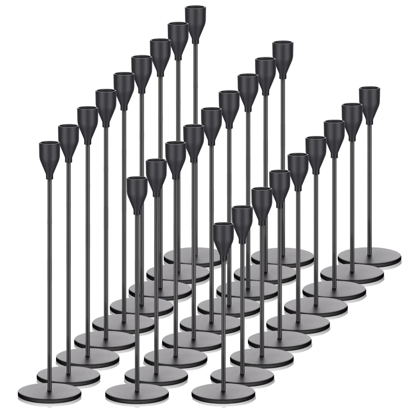 27 Pack Candles Holder, 9 Sets Taper Candlestick Holders Fit 0.75 Inch Thick Pillar Candles, Long Candle Sticks Holder Centerpiece Decor for Home, Wedding, Dinning, Party, Anniversary(Black)