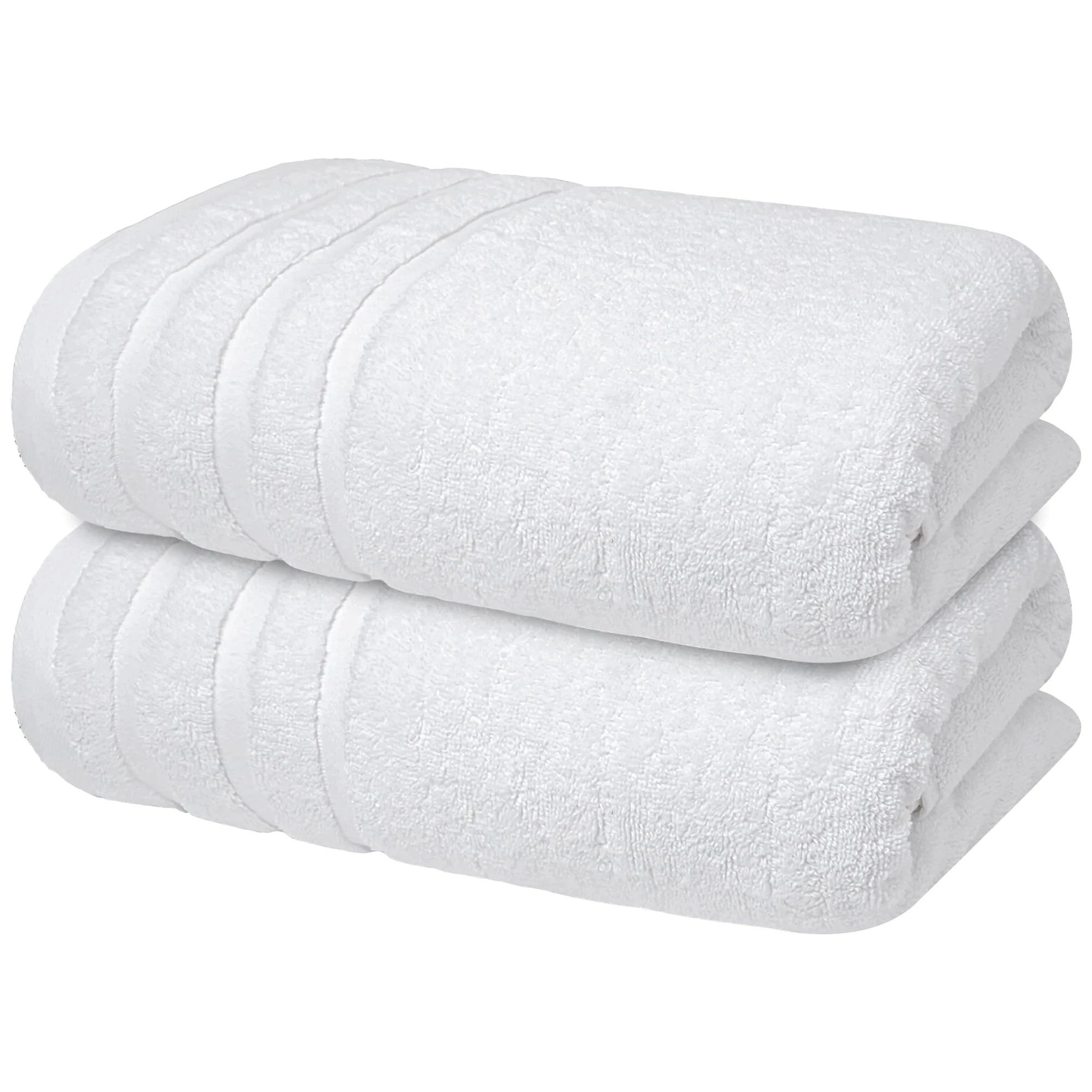 Infinitee Xclusives Bath Towels Set of 2 (70x140 cm) – 100% Soft Ring-Spun Cotton, Ultra Soft & Highly Absorbent Towels for Spa, Gym, Hotel & Everyday Bathroom Use |Brilliant White|