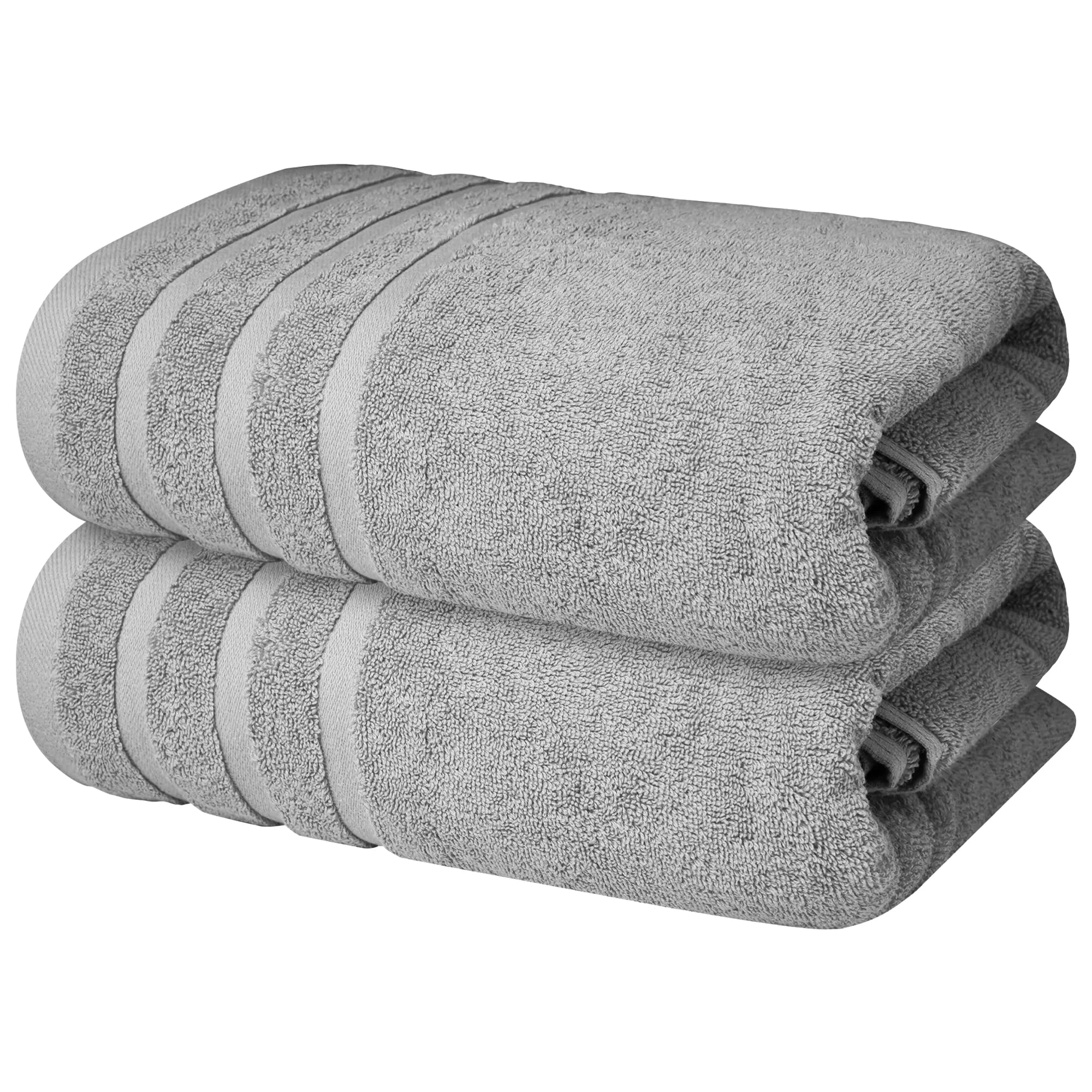 Infinitee Xclusives Bath Towels Set of 2 (70x140 cm) – 100% Soft Ring-Spun Cotton, Ultra Soft & Highly Absorbent Towels for Spa, Gym, Hotel & Everyday Bathroom Use |Charming Grey|