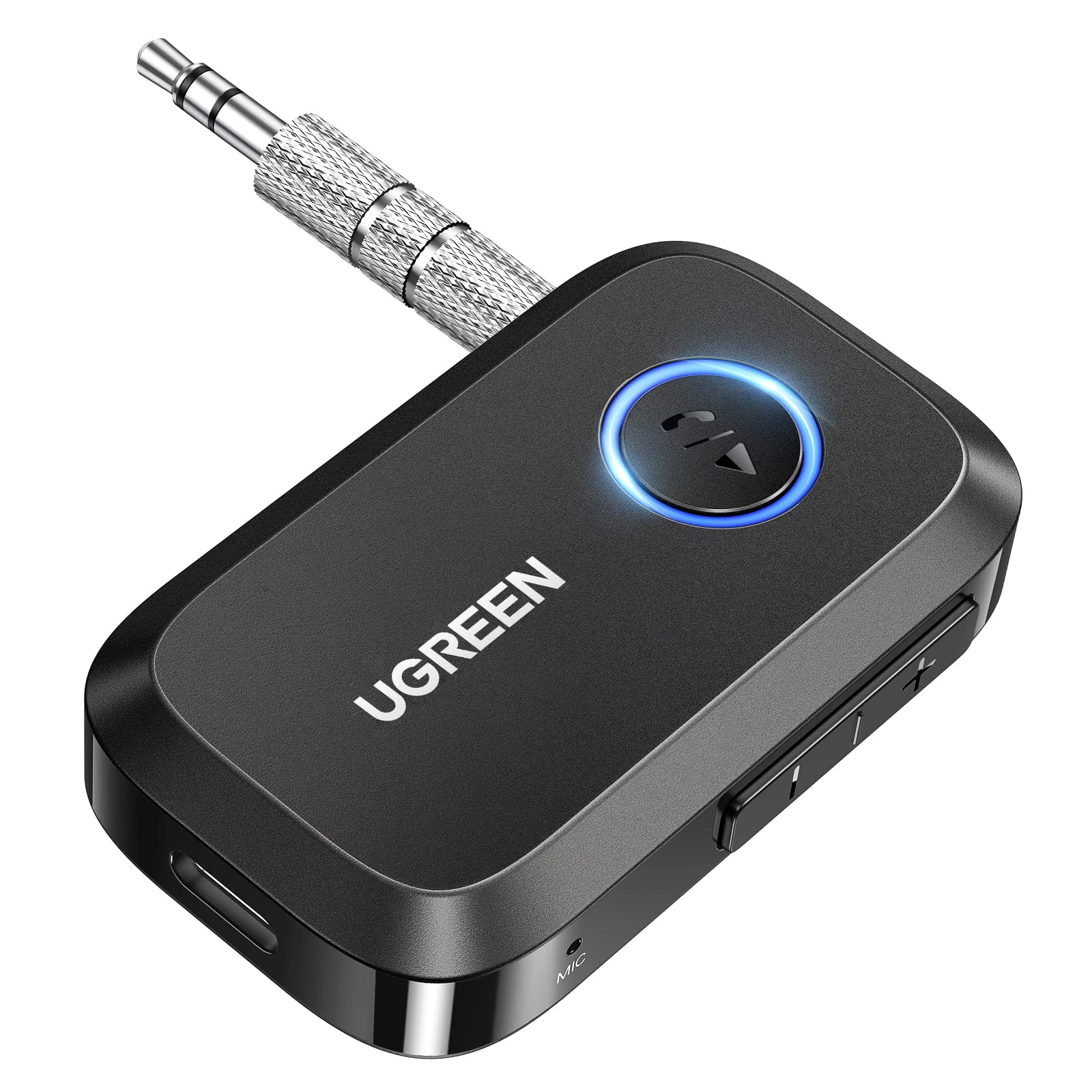 UGREEN Bluetooth 5.4 Adapter for Car, Receiver for Car/Home Stereo/Speaker/Wired Headphones, Handsfree Call, Dual Device Connection, 15 Hour Playtime