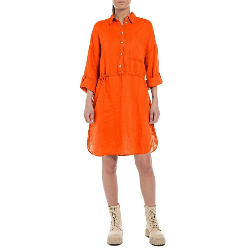 REPLAY Women's W9007 Dress, 449 Bright Orange, XXS, 449 Bright Orange, XXS