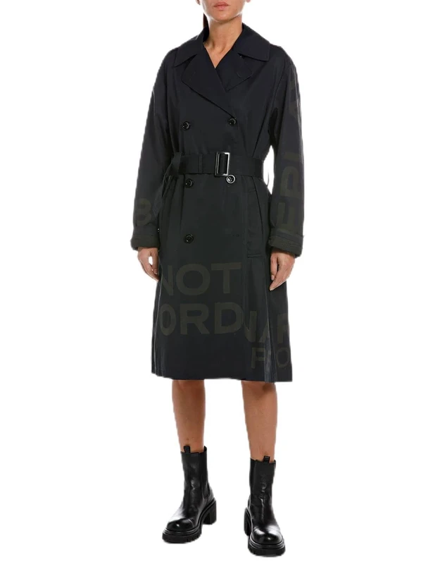 REPLAY Adult W7775 Shiny Ripstop Trench Coat, Blackboard 998, XL