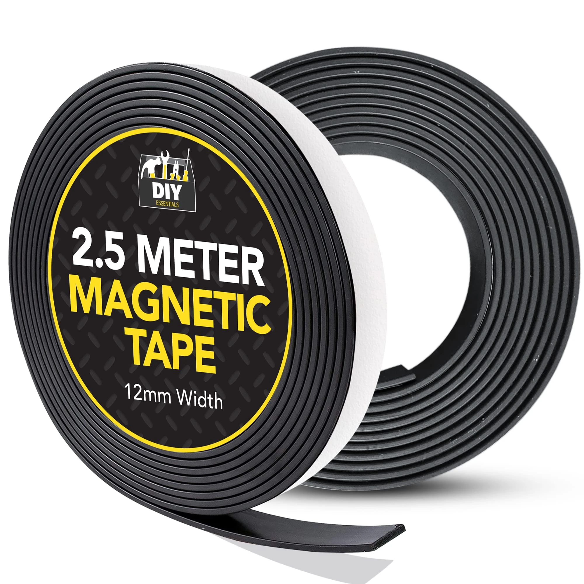 SOL 2.5 Meter Magnetic Tape - 12mm Width - Self-Adhesive Magnetic Strips - Multipurpose, Easy to Use, Ideal for DIY, Crafts, and Office Organisation