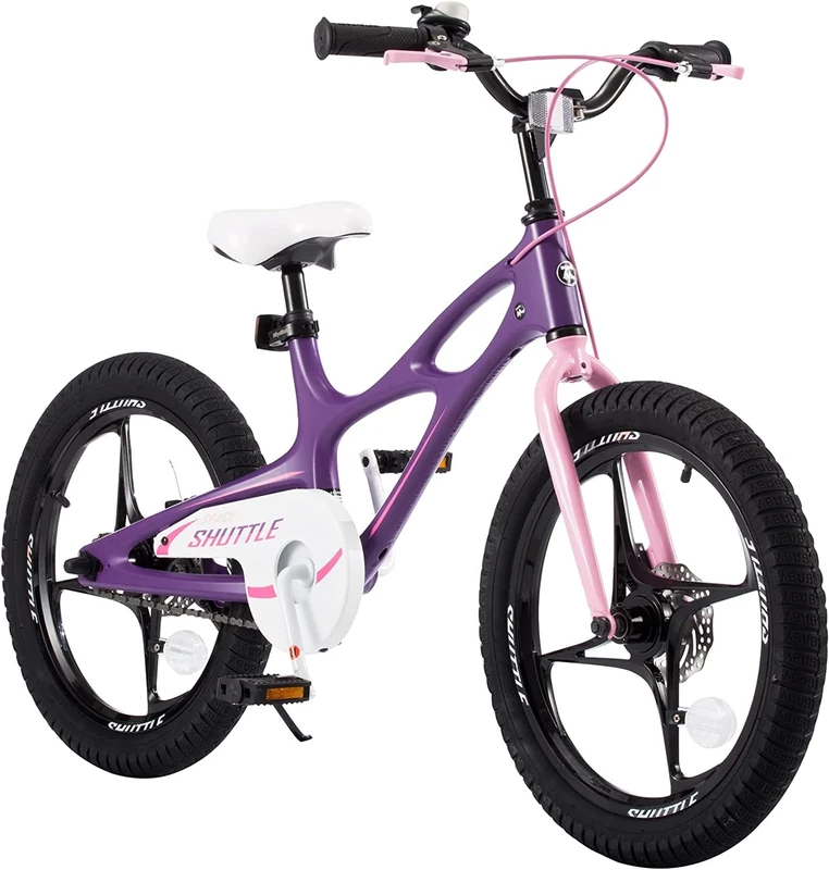 RoyalBaby Space Kids Bike Mg-Aluminium Boys Girls Bicycle Ages 4-7 Years, Disc Brakes Purple, 18 inch
