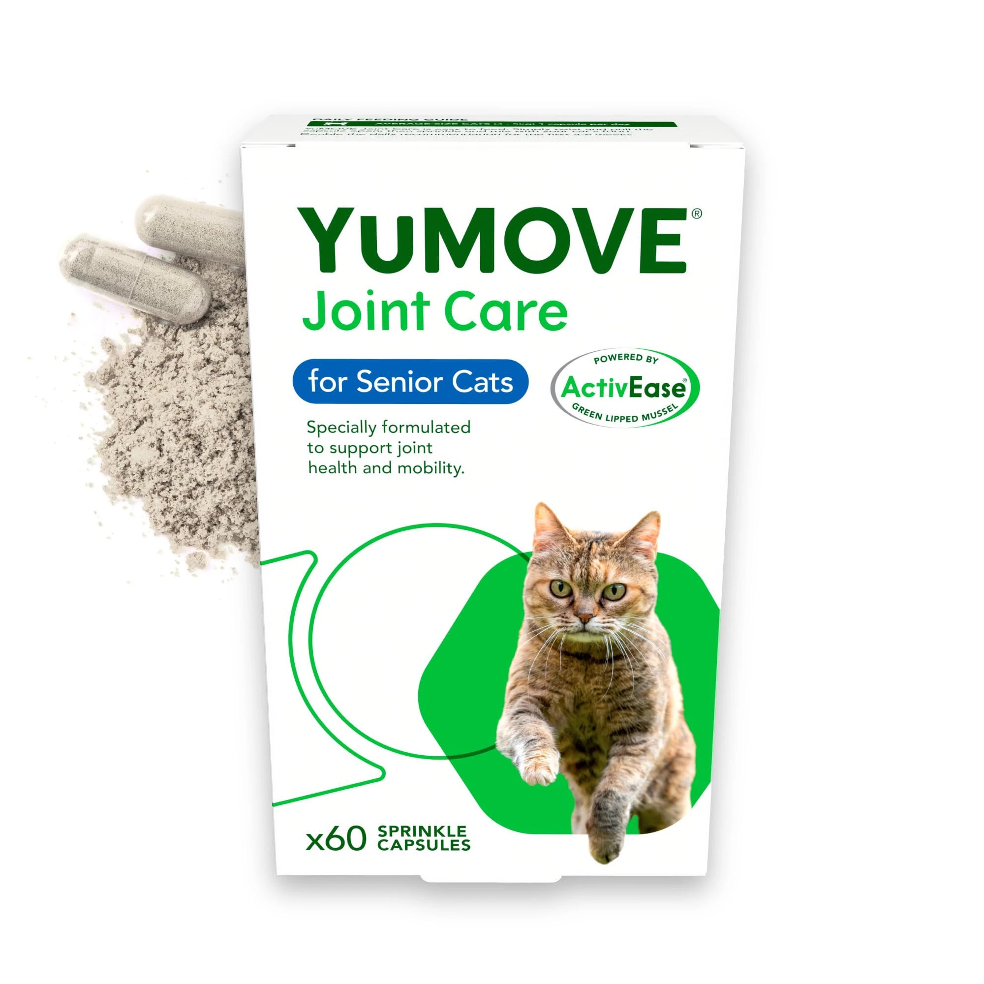 YuMOVE Senior Cat Joint Supplement for Joint Care & Joint Aid, for Older, Stiff Cats with Glucosamine, Chondroitin & Green Lipped Mussel, 60 Capsules - Packaging May Vary