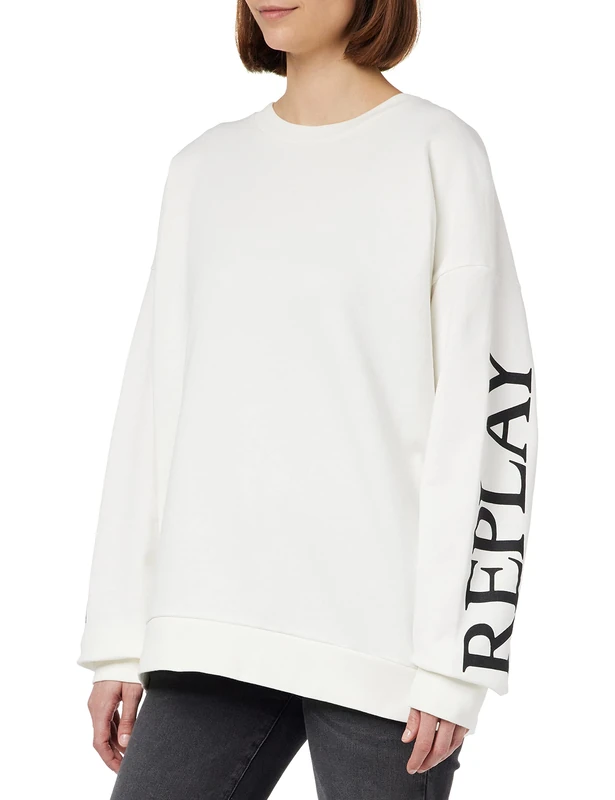 REPLAY Women's W3638g Sweatshirt, 707 Cream, S