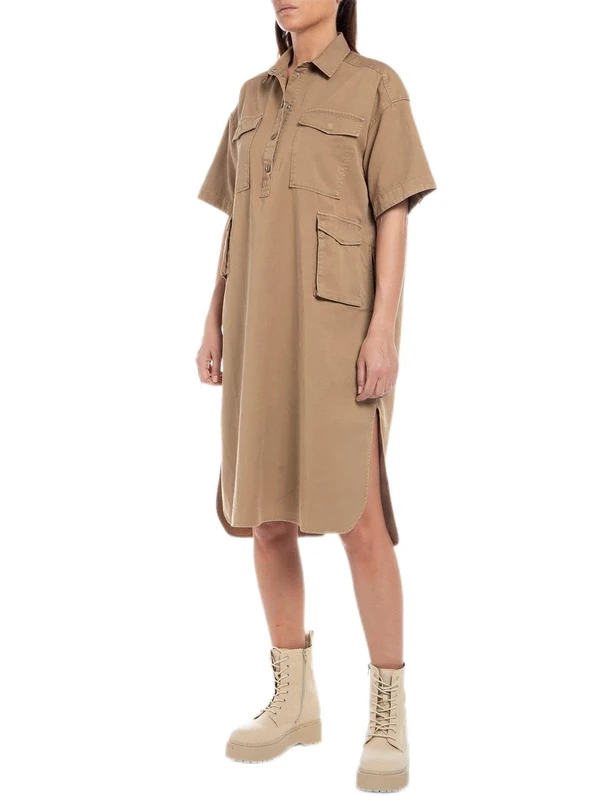 REPLAY Women's W9001 Dress, 616 Light Brown, XS