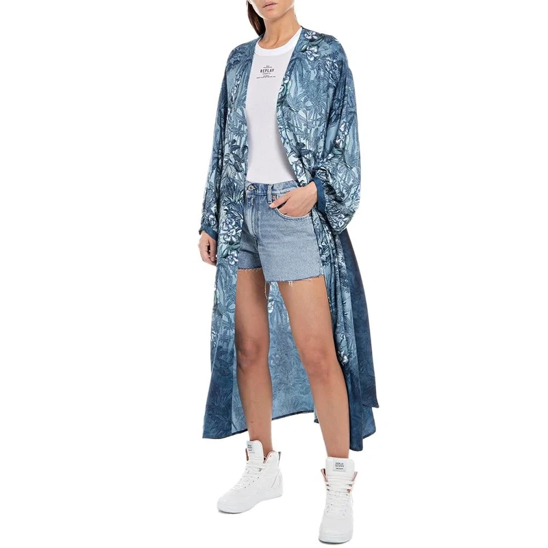 REPLAY Women's W9035 Dress, 010 Blue/Light Blue, L