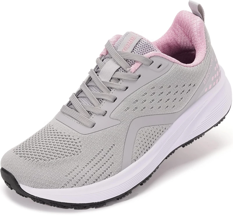 BRONAX Women's Wide Toe Box Road Running Shoes | Wide Athletic Tennis Sneakers with Rubber Outsole, Grey, Wide - Image 1
