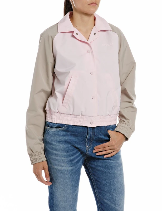 REPLAY Adult W7771 Memory Dull Poly Fabric College Jacket, Soft Pink 664, L