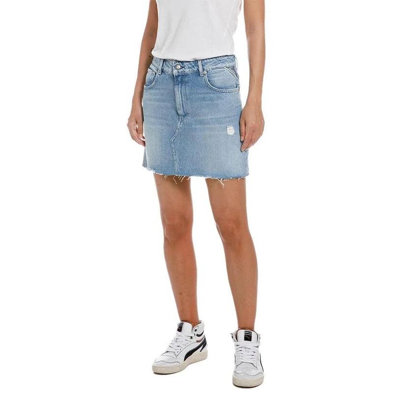 REPLAY Women's W9898A Skirt, 010 Light Blue, 24, 010 Light Blue