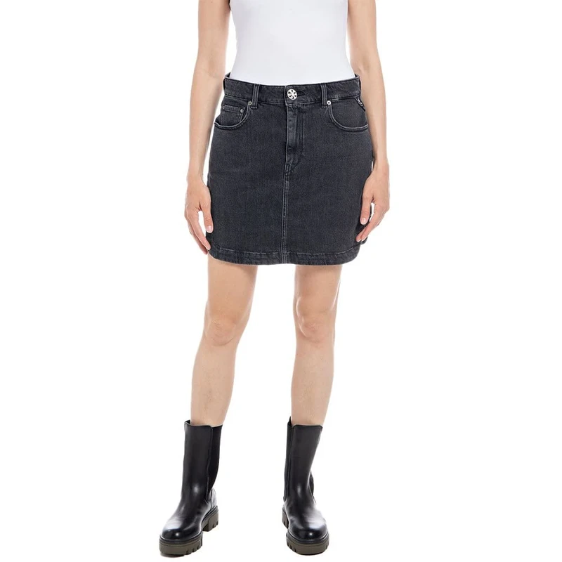 REPLAY Women's W9902 Skirt, 097 Dark Grey, 30W