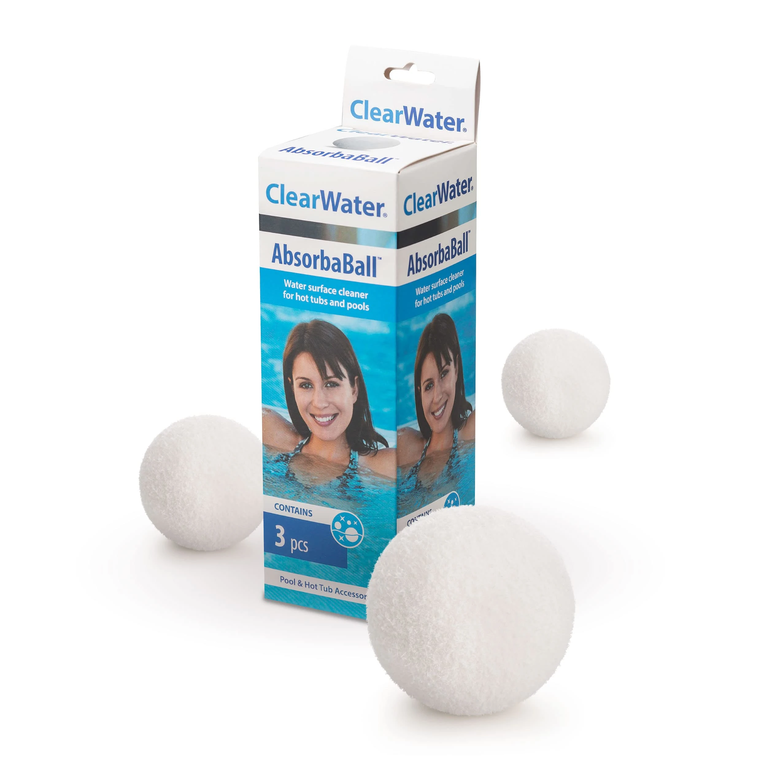 Clearwater Absorbaball, Absorbant Pool and Hot Tub Scum Balls, 3 Pack Floating Sponge Balls, Oil and Dirt Control