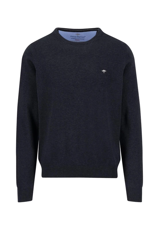 FYNCH-HATTON Fine Knit Crew Neck Jumper, Charcoal, 3XL - Image 1