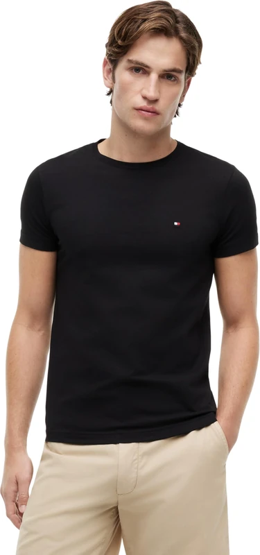 Tommy Hilfiger Men’s Short Sleeve Core Stretch Slim Fit T-Shirt, Black (Black), XXL
