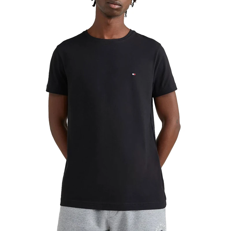 Tommy Hilfiger Men’s Short Sleeve Core Stretch Slim Fit T-Shirt, Black (Black), S