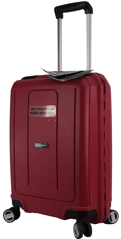 METZELDER Unbreakable 100% Polypropylene Hard Case with Multi-Point Closure, External Trolley, Red, S - Small - 38L - 55x38x20cm - 3,2kg, Hardcase polypropilene multipoint 4 Wheels 360 Slience Plus