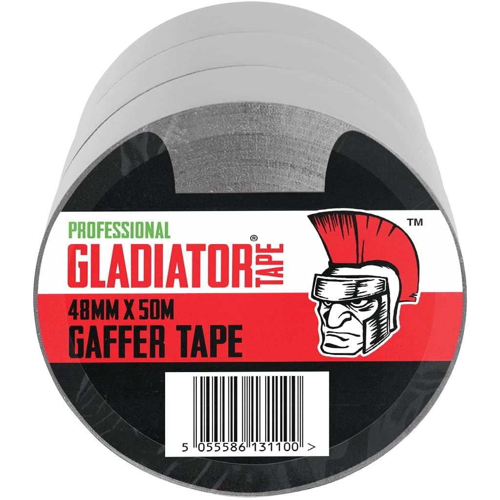 Gladiator® Duct Tape- 48mm x 50m (Pack of 3) - Strong Silver Gaffer Tape Heavy Duty Adhesive Cloth Tape, Super Sticky And Waterproof Gaffa Tape