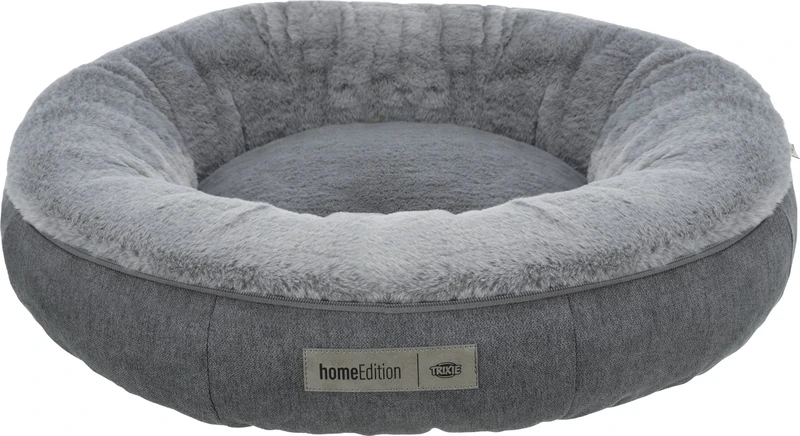 TRIXIE dog bed Liano ø 70 cm in gray - soft dog cushion with foam flake filling - dog basket for medium-sized dogs - non-slip and washable - 37977