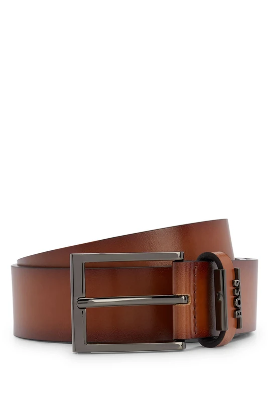 BOSS Mens Cole-Ant Sz35 Logo-hardware belt in Italian leather