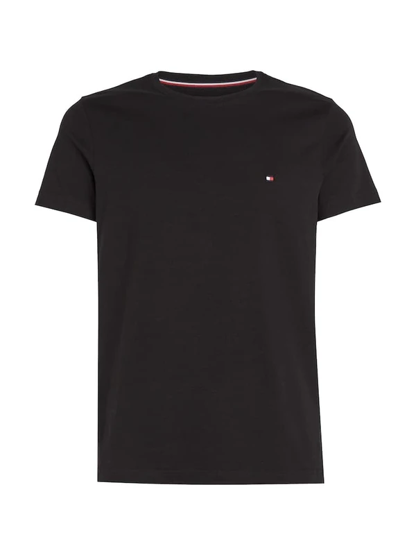 Tommy Hilfiger Men’s Short Sleeve Core Stretch Slim Fit T-Shirt, Black (Black), L